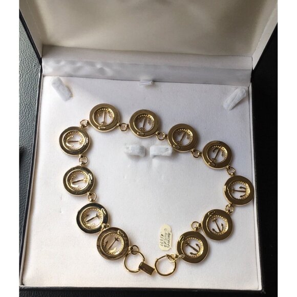 Fifth Avenue Butler Anchor Away Necklace Clip Earrings Gold Tone Blue Enamel - Picture 3 of 4